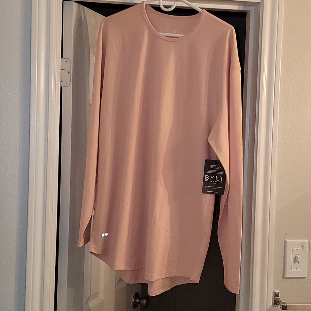 Long-sleeved Pink BYLYT Athletic Drop Cut Shirt